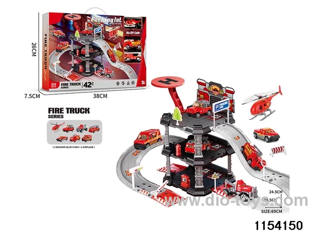 Fire Triplex Parking Set (2 alloy cars + 1 aeroplane)