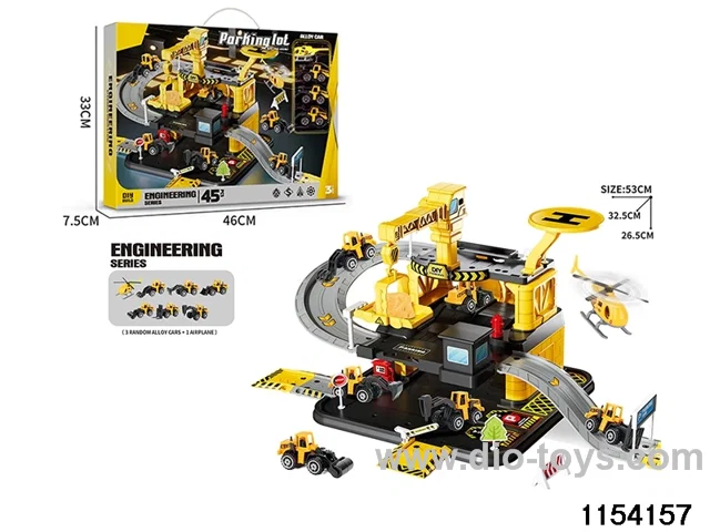 Engineering track 3 levels parking set (3 alloy cars + 1 aeroplane)