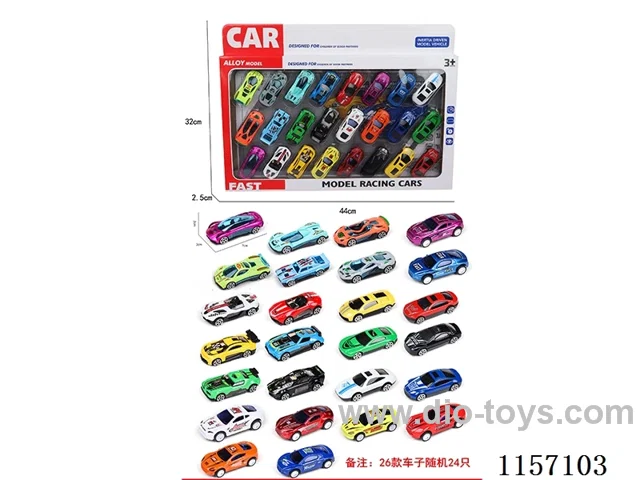 24PCS alloycar（18*free wheel alloy car+6*pull back alloy car）