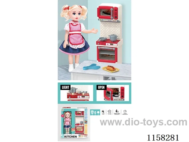 Stove Kitchen Set 2*AAA unpacked (with doll)