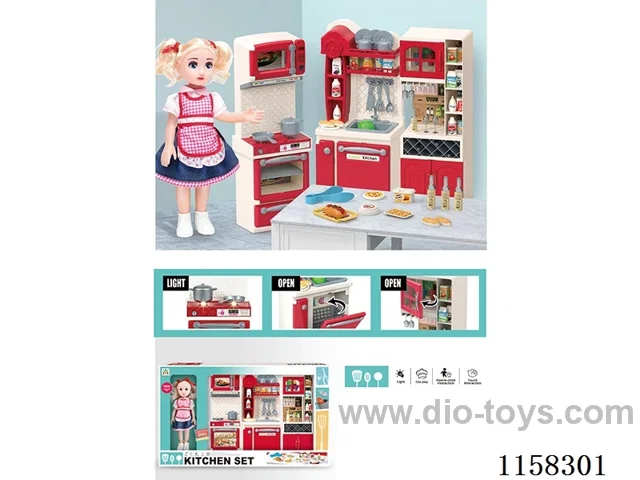 Stove, washbasin, wine cooler set 2*AAA not included (with doll)