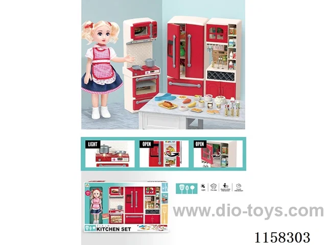 Stove, Wine Cooler, Fridge Set 2*AAA not included (with doll)