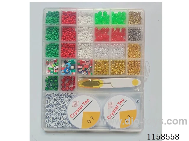DIY Jewelry Set(4cm bead round bead + pendant bead polymer clay + letter bead + 6cm pearl gold bead + 8cm color bead + scissors tweezers thread (28 boxes))