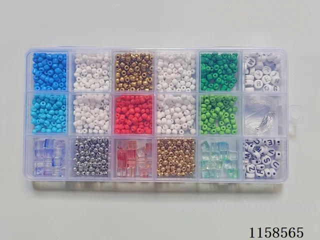 DIY Jewelry Set(4cm bead + 4cm round bead + square bead + letter bead + line (18 cells))