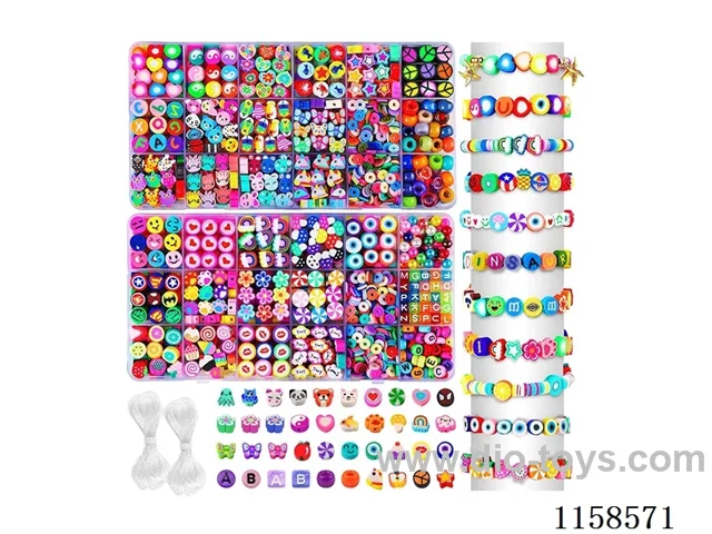 DIY Jewelry Set(Pearl + letter bead + Colored bead + polymer clay + thread (2*18 grids))