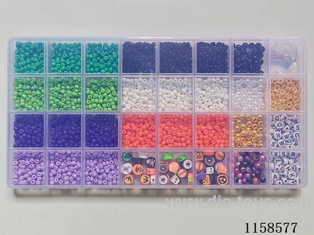 DIY Jewelry Set(4cm bead + 6cm pearl Gold bead + polymer clay + letter bead + septa bead + thread (32 cells))