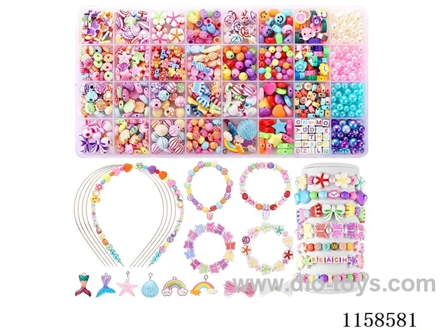 DIY Jewelry Set(Beads + Pearls + letter beads + polymer clay + Pendant + thread (32 boxes))
