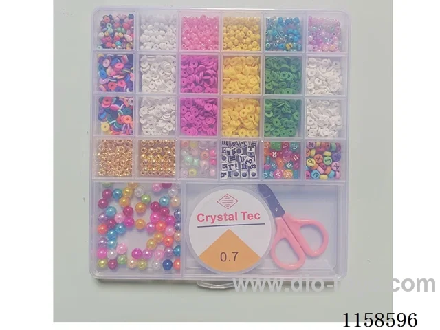 DIY Jewelry Set(4cm bead + polymer clay + 8cm bead + 6cm gold bead + Russian letter bead + septum bead + scissors thread (26 grids))
