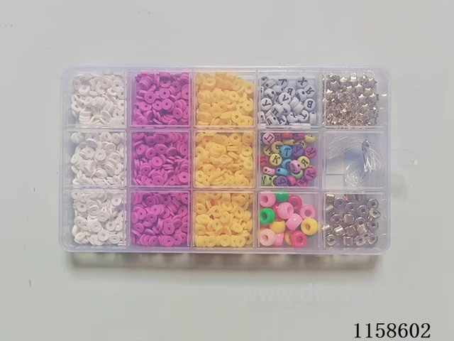 DIY Jewelry Set(Polymer clay + colored beads + separated beads + Russian letter beads + thread (15 grids))