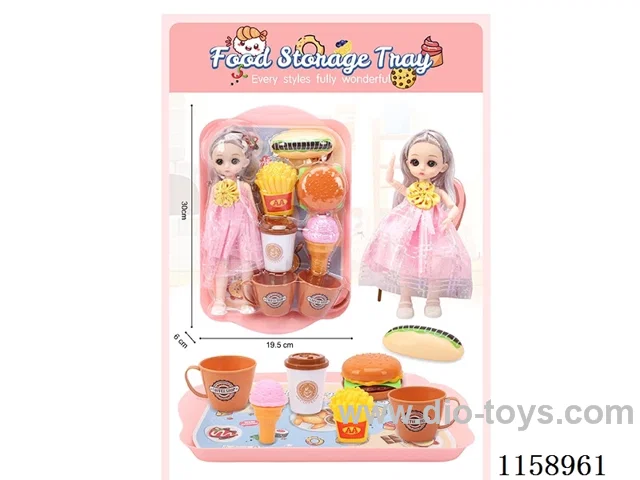 Food Set + 9’ Solid Barbie (full body joints movable)