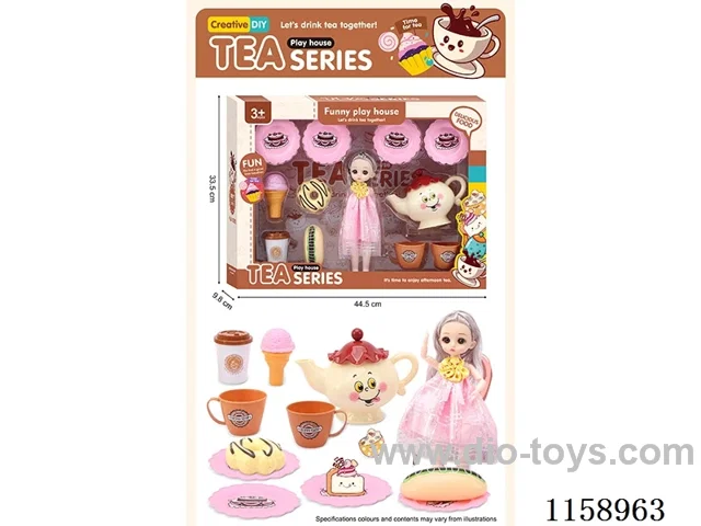 Boxed Tea Set + Food with 9’ Barbie (full body joints movable)