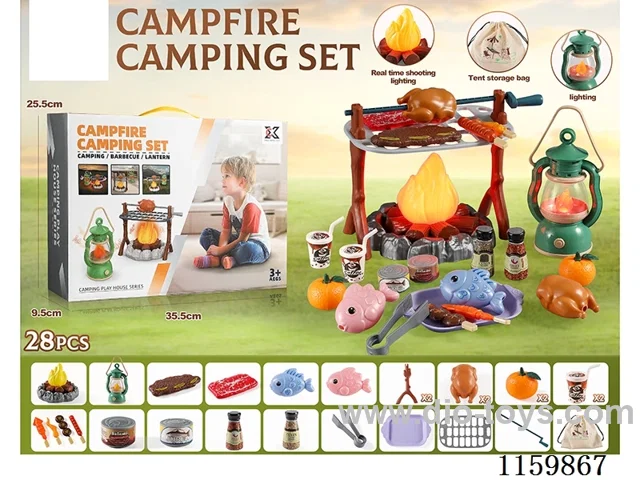 28PCS Outdoor Lights & Sounds Camping Set - Windproof Lamp 2AA, Fire 3AA (not included battery)