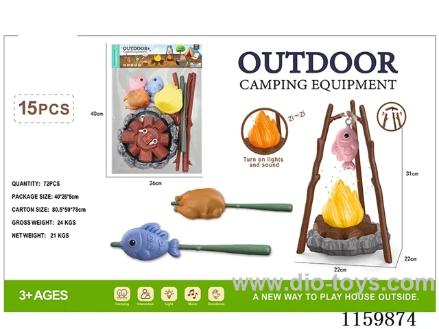 15PCS Outdoor Lights & Sounds Camping Set - Fire 3AA(not included battery)