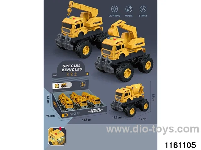 Inertial sound and light engineering vehicle (6pcs)