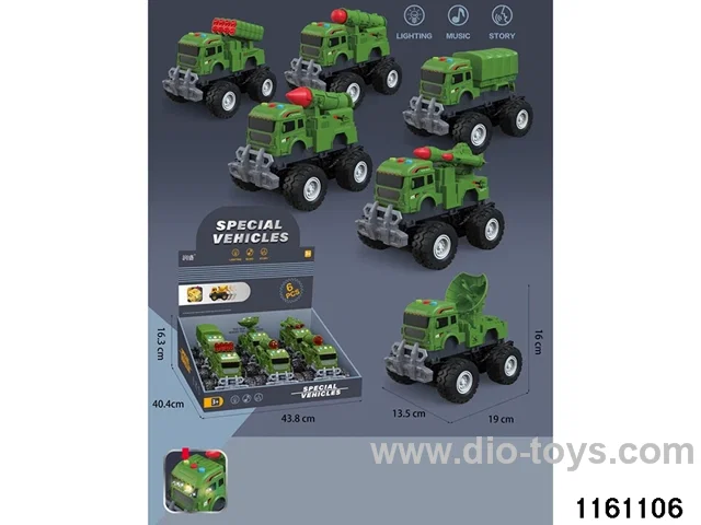 Inertial sound and light military vehicle (6pcs)
