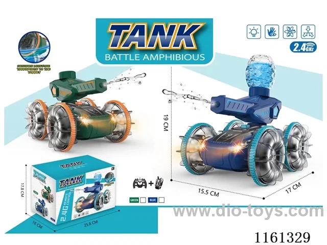 Dual RC Amphibious RC Tank with Water Spray Lights Blue/Green