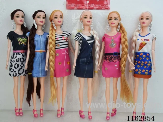 11.5 inch solid 9 joint fashion Long hair Barbie Doll (six mixed bags) OPP bag