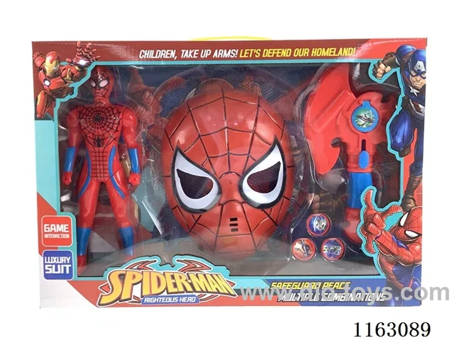Avengers Suit Light Spider-Man action figure + Spider-Man mask + Catapult Axe