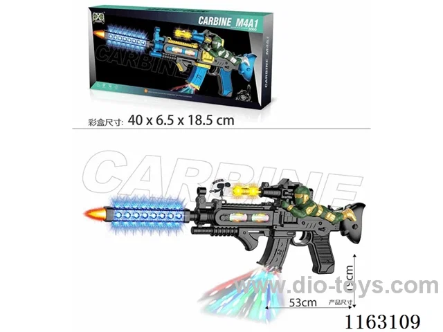 Black electric guns with soldiers, lights, gunfire, movement