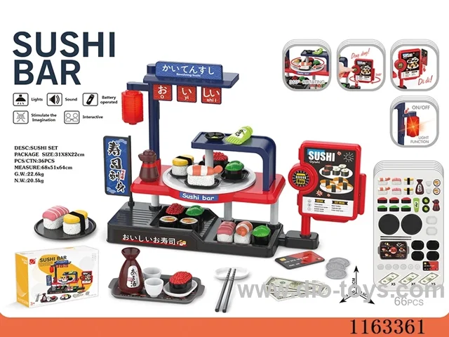 Mini sushi set (with sound, light, lantern 2*AG13 button battery included, 2*AA not included for display)