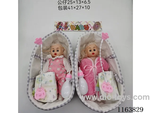12’ empty body with basket with music, bottle, diaper, milk chain two mixed