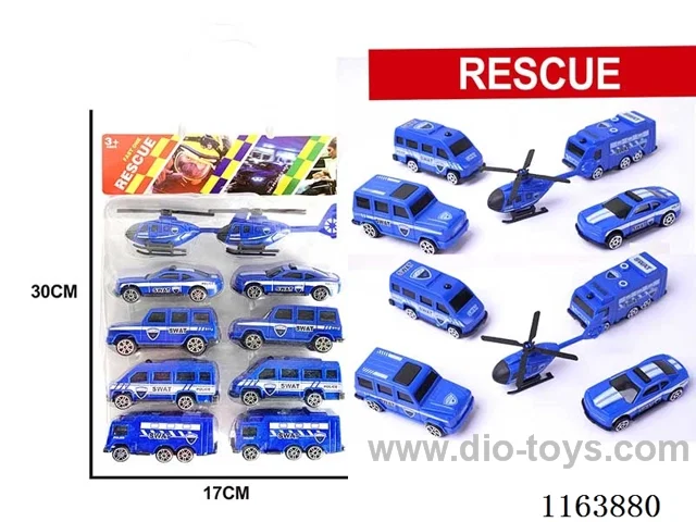 10PCS sliding police cars