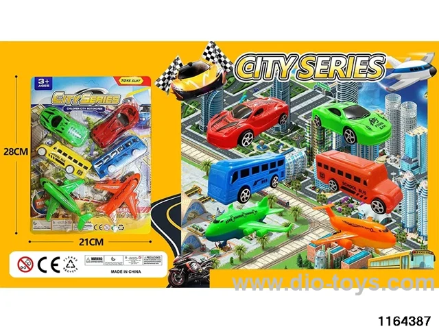pull back Aircraft Buses Sports Cars(6pcs)