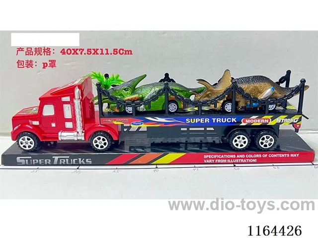 Sliding dinosaur car with inertial tow head