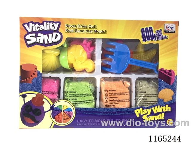 600g space sand + ocean sand mould 8 pieces + sand shovel 2 pieces (4 colours sand)