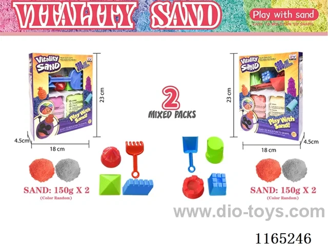 300g Space Sand + New Castle Sand Mould 3 pieces + Beach Tool 1 piece (2 colours sand) - 2 models mixing