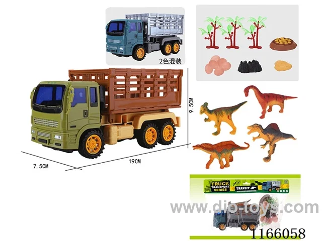 inertia dinosaur car transporter set (4 small dinosaurs)