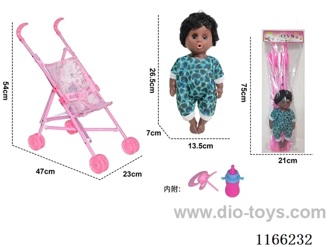 Baby stroller with doll + bottle + pacifier
