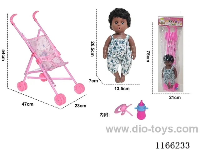 Baby stroller with doll + bottle + nipple