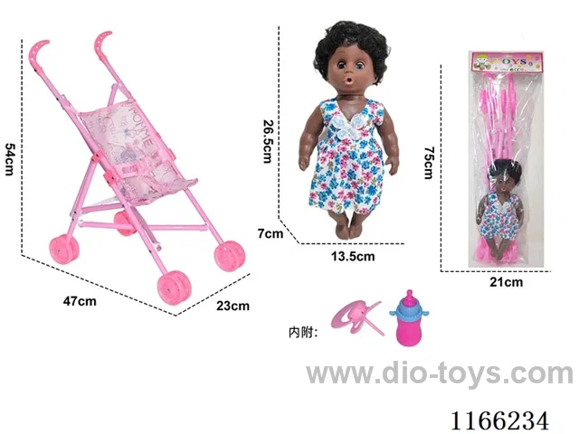 Baby stroller with doll + bottle + pacifier