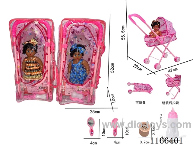 12 inch doll with comb mirror music four sound IC (with luxury iron stroller)