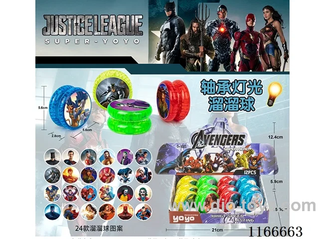 Justice League Bearing Lighted Yoyo 12PCS (Pattern Random Mixed Pack)