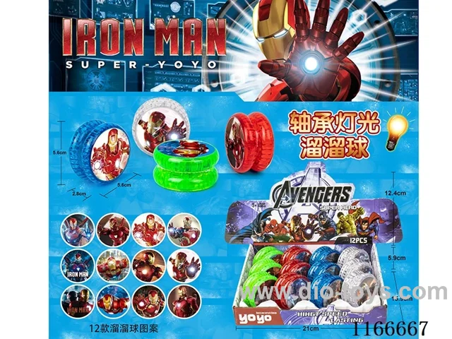 Iron Man bearing lighted yo-yo 12PCS (pattern random mix)