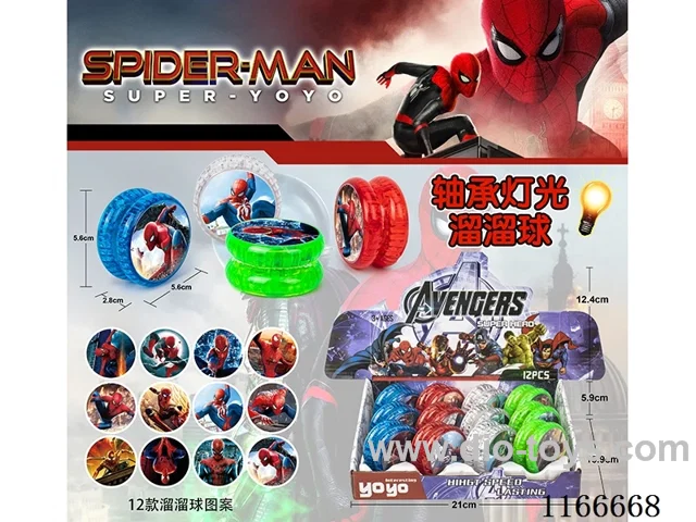 Spiderman bearing lighted yo-yo 12PCS (pattern random mix)