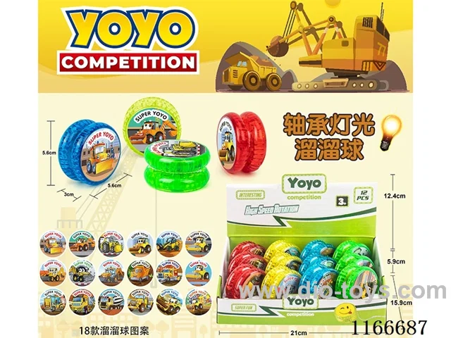 Construction vehicle bearing lighted yo-yo 12PCS (pattern random mix)