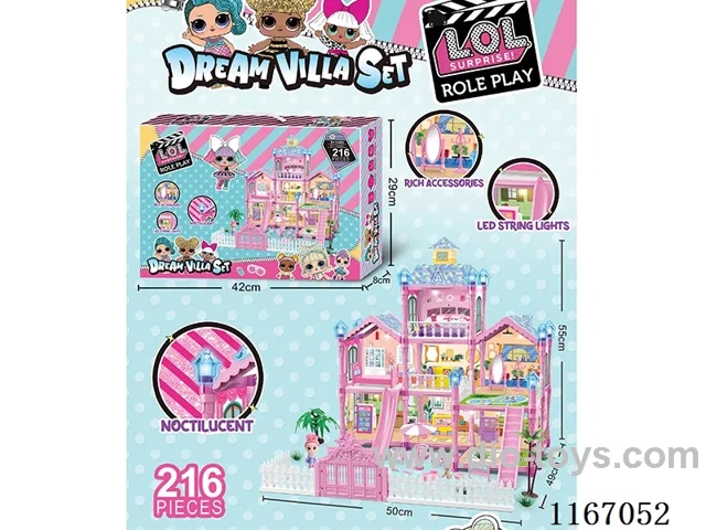 Glow-in-the-dark DIY Villa Playhouse Castle Set 216PCS