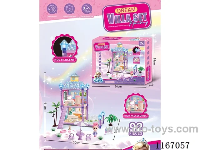 Glow-in-the-dark DIY Villa Playhouse Castle Set 92PCS