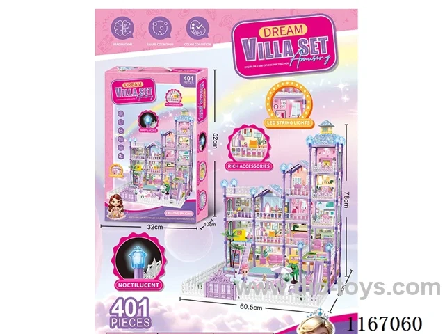 Glow-in-the-dark DIY Villa Playhouse Castle Set 401PCS