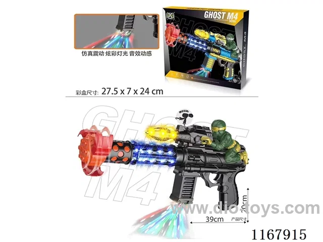 Black B/O Gun with Soldier, Lights, Gun Sounds, Action