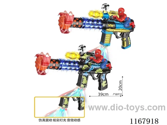 Painted B/O Gun with Spider-Man, Lights, Gunfire, Action (2-colour mix)
