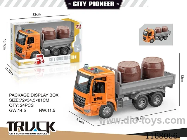 1:16 Inertia openable sound and light barrel truck (2 keys)