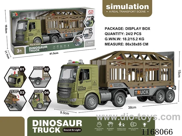 Inertia can open the door sound and light dinosaur car (grass green)