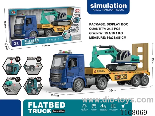 Inertia Door Opening Sound and Light Flatbed Truck (Blue)