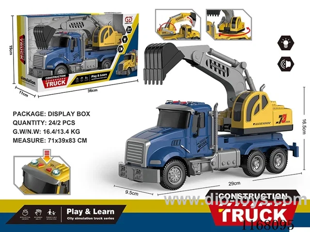 Inertial Sound and Light Truck Mounted Excavator (Blue)