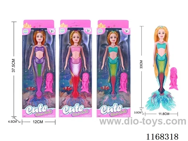 33.5CM Lighted Mermaid + Fish Comb (3 Colours Mixed) 2*AG13 included