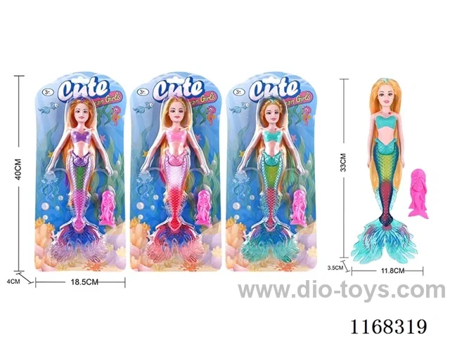 33.5CM Lighted Mermaid + Fish Comb (3 Colours Mixed) 2*AG13 included